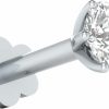 Best Demira Jewels Demira Jewels Internally Threaded Screw Post Nose Stud In 14K White Gold With 3 Mm Cubic Zirconia Solitaire Also Lip Labret Monroe Ring Targus Pin