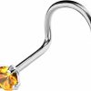 New Jewelry Avalanche Jewelry Avalanche 22G Solid 14Kt Gold Nose Screw Stud With Prong Set Real Citrine Gemstone, 14Kt Yellow Gold Or 14Kt White Gold - November Birthstone Nose Ring