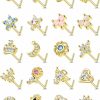 Best JeryWe Jerywe 20 Pcs 20G Nose Rings Studs For Women Stainless Steel L Shaped Nose Studs Heart Butterfly Flower Snowflake Crown Wing Cz Nose Piercing Jewelry Silver Rose Gold