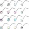 New Generic Lsnevsie 20G Stainless Steel Opal Nose Rings Studs For Women Men Nose Piercing Jewelry Top Diamond 2Mm 3Mm