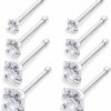 Wholesale Cisyozi Cisyozi 18G 20G 22G Push In Nose Rings Stud Set 1.5Mm 2Mm 2.5Mm 3Mm Surgical Steel 4-Prong-Setting Diamond Cz Screw L Shaped Bone Nostril Piercing Jewelry 4 Pairs