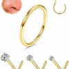 Best Purbeaut Purbeaut 4Pcs 16G/20G Nose Rings Hoops Nose Studs 316L Surgical Stainless Steel Nose Ring Gold Nose Ring L Shape Screw Nose Rings Studs 1.5/2/3Mm Cz Sets For Women Men