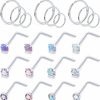 Hot Vsnnsns Vsnnsns 18G 20G 22G Nose Rings For Women Surgical Steel Nose Rings Hoops Bone L Shaped Nose Studs Screw 6Mm 8Mm 10Mm Nose Hoop Rings Opal Nose Rings 1.5Mm 2Mm 2.5Mm 3Mm Diamond Cz Nose Rings 21Pcs