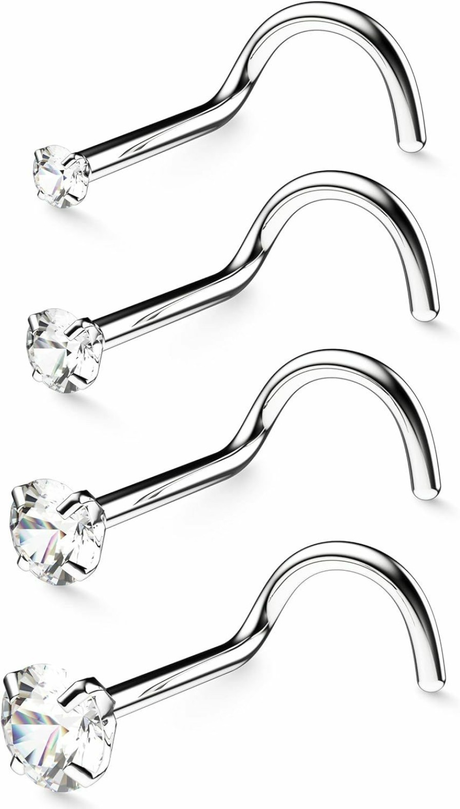 Clearance Belatti Belatti Nose Rings For Women & Men - Hypoallergenic Nose Stud Screw Piercing Jewelry (Choose Gauge - Quantity - Color - Gem Size)