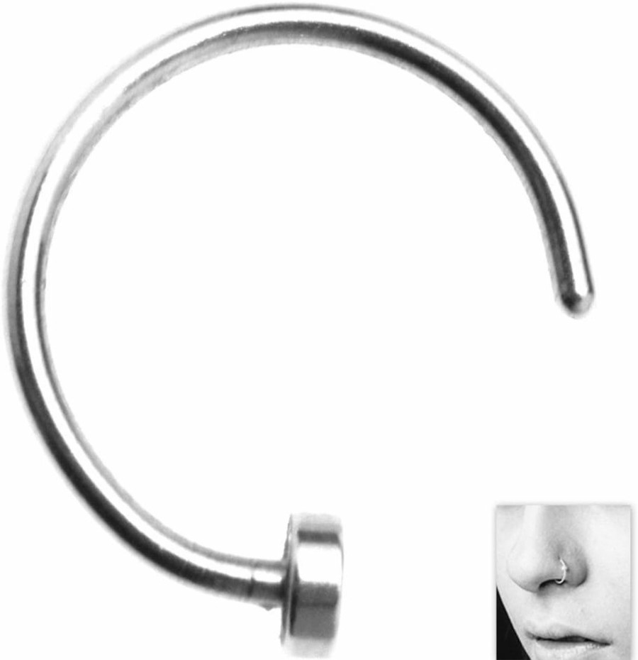 Wholesale SING F LTD Sing F Ltd 0.31Inch Nose Ring Surgical Steel Silver Piercing Stud Thin Small Tiny Cartilage