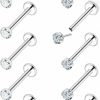 New Vsnnsns Vsnnsns 18G 20G Threadless Push In Nose Rings For Women 316L Surgical Stainless Steel L Shaped Nose Studs Screw Bone Nose Rings Piercings Nostril Piercing Diamond Cz 2Mm Silver 10Pcs