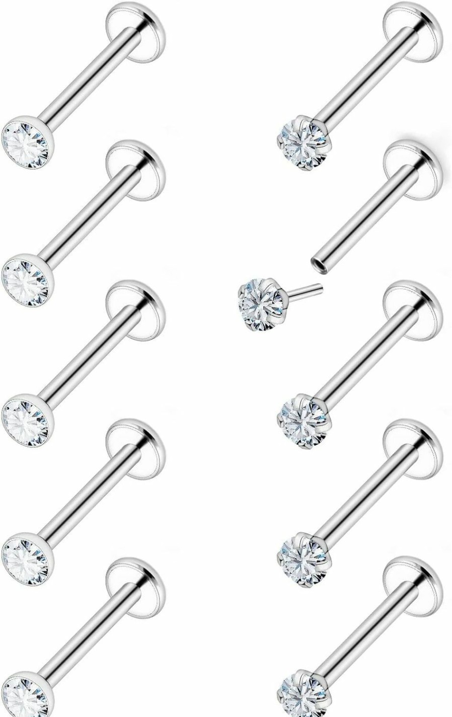 New Vsnnsns Vsnnsns 18G 20G Threadless Push In Nose Rings For Women 316L Surgical Stainless Steel L Shaped Nose Studs Screw Bone Nose Rings Piercings Nostril Piercing Diamond Cz 2Mm Silver 10Pcs