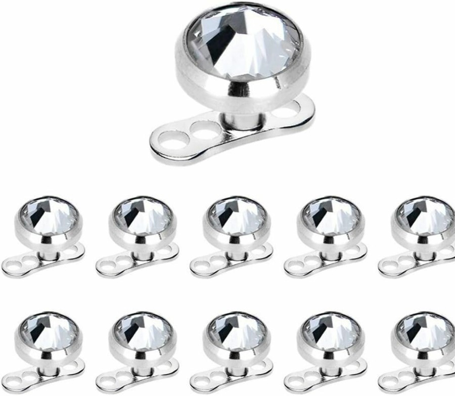 Best BodyJewelryOnline 50Pcs Grade 23 Solid Titanium 14G Dermal Anchor Top & Dermal Base Piercings 5Mm Dermal Top Surface Skin Piercing Body Jewelry