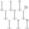 Hot PunkTracker Punktracker 9Pcs Threadless Lip Rings Nose Rings Labret Jewelry 16G/18G/20G Ball Cz Gem Stainless Steel Piercing Jewelry For Tragus Helix Conch Medusa For Women Men