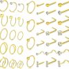 Online ONESING Onesing 23-40 Pcs Gold Nose Rings For Women 18G 20G Nose Piercing Jewelry L Shape Nose Studs Nose Rings Hoop Nose Jewelry Gold Stainless Steel Studs Screw Body Piercing Jewelry For Women Men