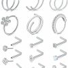 Hot VCMART Vcmart Nose Rings 18G 20G Nose Ring Surgical Steel Nose Studs Hoops Nose Piercings Jewelry Silver Gold