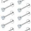 New Yaalozei Yaalozei 18G 20G Threadless Push In Nose Rings Studs 316L Surgical Steel Flat Back Nose Nostril Piercing Jewelry For Women Men Girls Cz 2Mm 3Mm