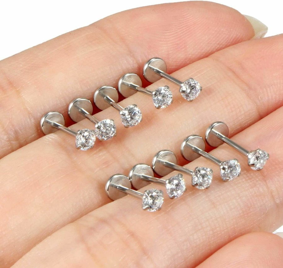 New Yaalozei Yaalozei 18G 20G Threadless Push In Nose Rings Studs 316L Surgical Steel Flat Back Nose Nostril Piercing Jewelry For Women Men Girls Cz 2Mm 3Mm