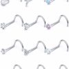 New Prjndjw Prjndjw Opal Nose Rings Studs 20G Surgical Steel Nose Rings Studs Hypoallergenic Diamond Silver Nose Piercing Jewelry L Shaped Nose Ring Cubic Zirconia Corkscrew Straight Opal Nose Stud 2Mm