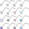 Wholesale Vsnnsns Vsnnsns 18G 20G Push In Nose Rings For Women 316L Surgical Stainless Steel L Shaped Nose Studs Screw Bone Nose Rings Piercings Opal Nostril Piercing Diamond Cz 1.5Mm 2Mm 2.5Mm 3Mm Silver 16Pcs