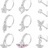 Online ORAZIO Orazio 10Pcs 20G Nose Ring Dangle Nose Hoops Rings L Shaped Studs For Women Men Flower Butterfly Heart Moon Star Cubic Zirconia Nose Ring Silver/Gold/Black/Rose Gold Tone Nose Piercing Jewelry