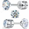 Hot VOLUKA Moissanite Titanium Screw Back Earrings Hypoallergenic For Sensitive Ears