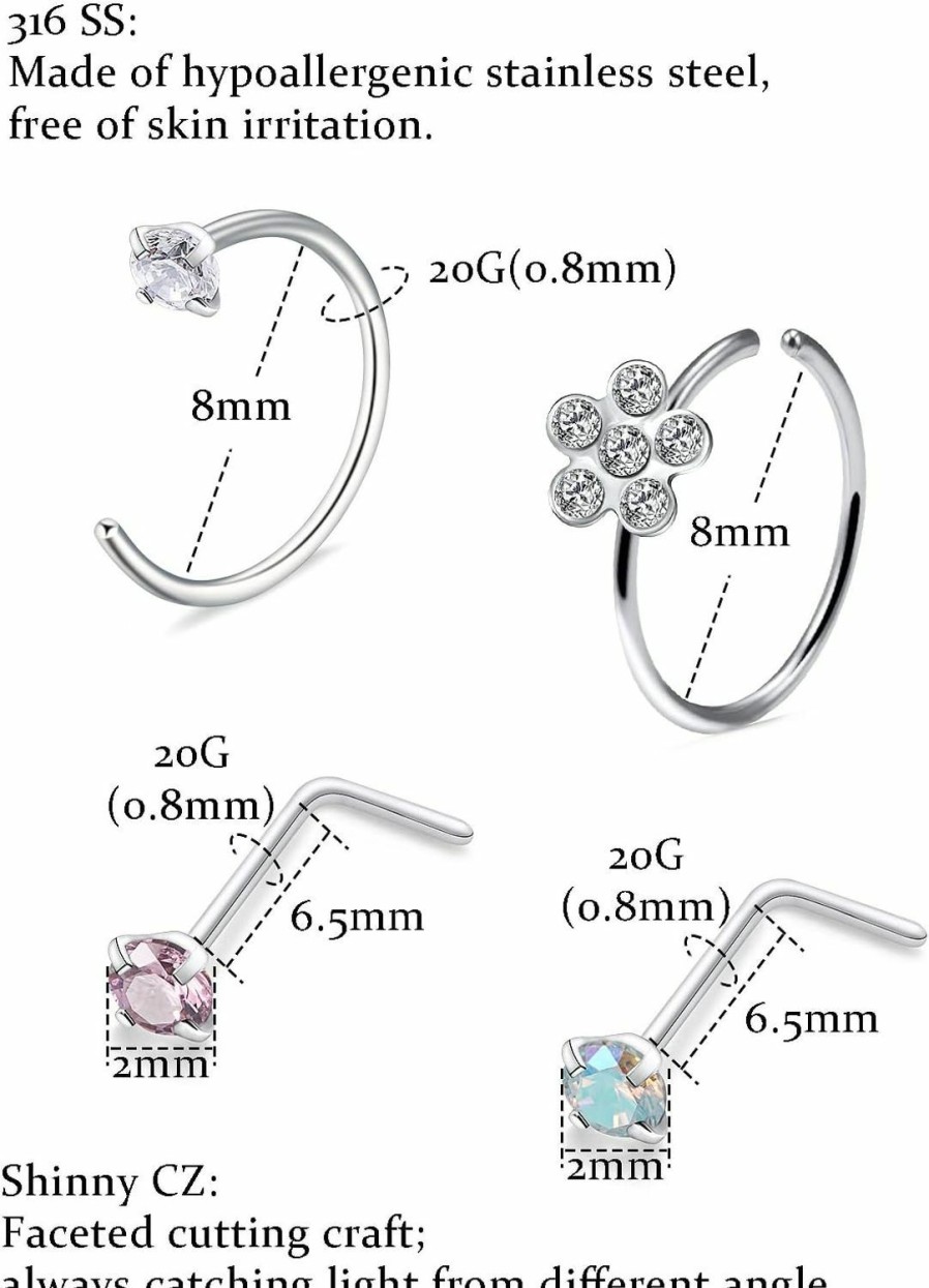 New Oicctyzio Oicctyzio Nose Rings Nose Piercings Nose Ring Nose Studs Nose Rings Hoops Nose Piercing Jewelry Nose Rings Studs Nose Rings For Women Hoop Nose Ring Nose Stud Nose Hoops Surgical Steel Nose Ring