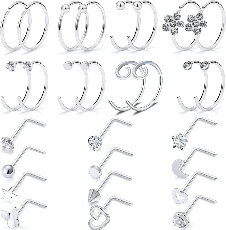 New Leiainely Leiainely Nose Rings Nose Studs Nose Ring Nose Piercings Nose Rings Hoops Nose Piercing Jewelry Nose Rings Studs Nose Rings For Women Hoop Nose Ring Nose Stud Nose Hoops Surgical Steel Nose Ring