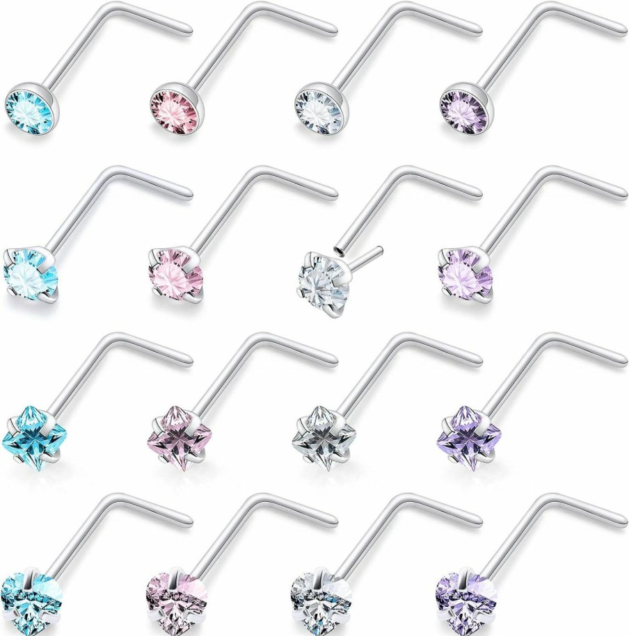 Best Lsnevsie Lsnevsie 20G Push In Theadless Nose Rings Studs Surgical Steel Hypoallergenic Nose Rings Studs Piercing Jewelry For Women Men Diamond 1.5Mm 2Mm 2.5Mm 3Mm