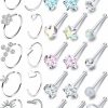 Clearance Prjndjw Prjndjw 20G Nose Rings Hoop Surgical Stainless Steel L-Shaped Hypoallergenic Nose Ring Indian Nose Rings Studs Screw Clear Cz Diamond Retainer Tragus Cartilage Helix Earrings Piercing Hoop 20 Gauge