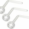 New Evonix Evonix 3Pc 20G Bioflex L-Shape Nose Stud Ring Plastic Bioplast Nostril Cool Cute Flat Hoop Bend L Shaped Cz