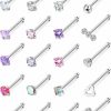 Clearance Besteel Besteel 20 Pcs Hypoallergenic 20G Nose Rings For Women Men Cubic Zirconia Stainless Steel Nose Studs Set Labret Lip Nostril Piercing Jewelry Multicolor 2Mm L Shaped Straight Screw