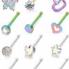 Online Gadeaila Gadeaila 20G Nose Rings Studs Surgical Steel Nose Piercing Jewelry Nose Studs For Women Men Hypoallergenic Flower Heart-Shaped Opal Cz Diamond Pentagram Nostril Piercing Jewelry 20 Gauge 6.5Mm~7Mm