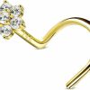 Hot CM Crareesi Mania Cm Crareesi Mania 14K Real Gold Nose Rings 20G Nose Piercing Jewelry Flower Nose Rings Studs Solid Yellow Gold Nose Rings For Women