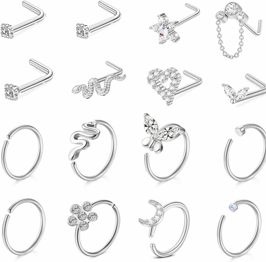 Wholesale Sundurich Sundurich 20G Nose Rings For Women Nose Piercing Jewelry L Shape Nose Rings Studs Surgical Steel Nose Rings Hoop Body Piercing Jewelry For Women Men