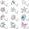 Best DOLOTTA Dolotta 12Pcs 20G Stainless Steel Nose Rings Stud For Women Men L Shape Cute Nose Piercing Cz Flower Butterfly Nose Rings Set Nose Piercing Jewelry