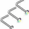 New Generic 3Pcs Surgical Steel Nose Jewelry L Shape 18G 9/32 7Mm 2.5Mm Crystal Earrings Piercing Jewelry Pick Color