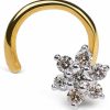 Best Demira Demira Jewels 14K Yellow Gold Brilliant Cut Diamond Flower Wedding Nose Body Piercing Ring Stud Pin