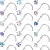 Clearance Cisyozi Cisyozi 18G 20G Hypoallergenic Nose Rings Studs Surgical Steel Opal Heart Star Nose Stud Cubic Zirconia Nose Piercing Jewelry For Women Men Straight L Shaped Screw Style