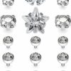 Best Uqnwbdq Uqnwbdq Titanium Dermal Piercing Jewelry Hypaollergenic Cubic Zirconia Star Flower Dermal Tops For Women Men Top Size 2Mm 3Mm 4Mm 17Pcs