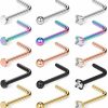 Online Ruifan Ruifan 18G Surgical Steel Flat Ball Clear Diamond Cz Nose Stud Rings Bone L-Shaped Screw Piercing Jewelry 15Pcs