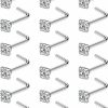 Wholesale Kwoencxi Kwoencxi 20G 18G Nose Rings Studs Hypoallergenic 316L Surgical Steel L Shaped Nose Rings Silver Nostril Nose Studs Piercing Jewelry For Women Men Cubic Zirconia Aaaa+ 1.5Mm 2Mm 2.5Mm 3Mm