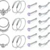 New FECTAS Fectas 18G Nose Rings Hoop Surgical Steel Nose Studs Screw Nostril Piercing Piercing Hoops Jewelry Set For Women Men 8Mm