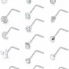 Best Hoeudjo Hoeudjo Nose Rings 20G Cz/Opal/Heart/Moon/Flower/Flat/Star/Ball Top Nose Stud L-Shaped Surgical Steel Nose Piercing Jewelry Set 16 Pieces