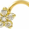 Best Jewelry Avalanche Jewelry Avalanche 0.05Ct Diamond Flower Nose Stud 14K Gold 20G Nose Ring L-Shape/Nose Bone/Nose Screw - White Gold/Yellow Gold - Sold Per Piece