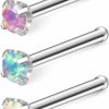 Best Ruifan Ruifan 20G 316L Surgical Steel 2Mm Opal Nose Rings Studs Bone Ring Body Piercing Jewelry 1-3Pcs