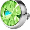 New Forbidden Body Jewelry Forbidden Body Jewelry 14G 316L Internally Threaded Ultra Thin Flat Disc Light Green 4.4 Mm Gem Top For Dermal Piercing