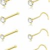 Clearance SweatEar 8 Pcs 20G Nose Studs, Hypoallergenic Surgical Steel Nose Studs, Nose Piercings Stud For Women, Small L Shaped Corkscrew Nose Bone Studs , Tiny Cz Diamond Nose Stud, Gold/Silver Micro Nose Studs Set 1.5-3Mm