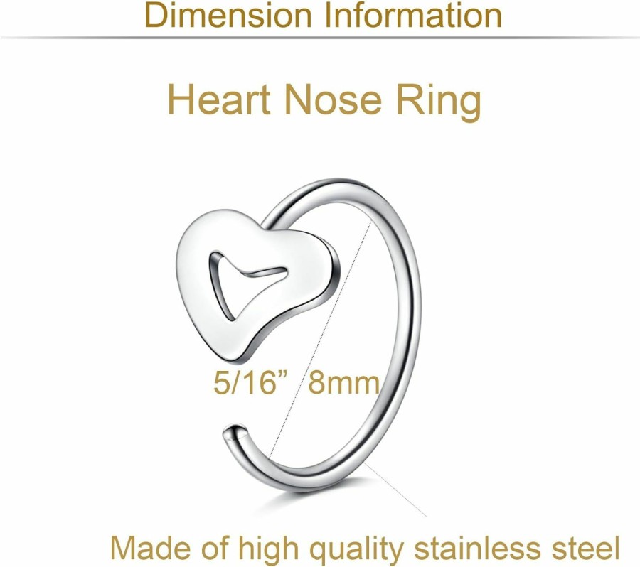 Wholesale MODRSA Modrsa Nose Rings Hoops Nose Rings For Women Nose Hoops Diamond Nose Hoop 20 Gauge 18 Gauge Surgical Steel Nose Ring Hoops Small Opal Flower Nose Piercing Hoop 5/16\" 8Mm 3/8\" 10Mm