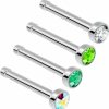 Wholesale Evonix Evonix 2Pc Surgical Steel Guage Nose Stud Ring 18G 1Mm Flesh Nostril Straight Pin Crystal Piercing Jewelry (Choose Color Set)