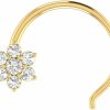 Hot Animas Jewels 14K Yellow Gold Nose Pin Ring For Women 0.06 Cttw Natural Diamond (H-I Color. Si Clarity) Round Cut