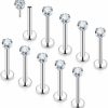 Hot Uqnwbdq Uqnwbdq 18G 20G Push In Theadless Nose Studs Surgical Steel Flact Back Nose Rings Lip Labret Studs Cartilage Helix Tragus Earrings Piercings 6Mm 7Mm 8Mm Lenght Diamond 2Mm