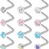 Hot Yolev Yolev 12Pcs Nose Rings Hypoallergenic Stainless Steel L-Shaped Nose Stud Screws With Cubic Zirconia Nose Piercing Jewellery For Women Men L Shape Czech Crystal Small Nose Piercing Set