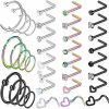 Best Kridzisw Kridzisw 18G 20G Nose Rings Hoop Stainless Steel L-Shaped Nose Rings Studs Screw Clear Clicker Retainer Tragus Cartilage Helix Earrings Piercing Hoop 27-36Pcs