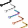 Hot Ruifan Ruifan 5Pcs 18G Mix Color 316L Surgical Steel Nose L Shaped Studs Rings Curved Piercing Jewelry With 1.5Mm Flat